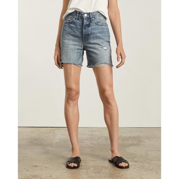 Everlane Pants - Everlane Womens The Way-High Jean Short Marina Bay Distressed 24